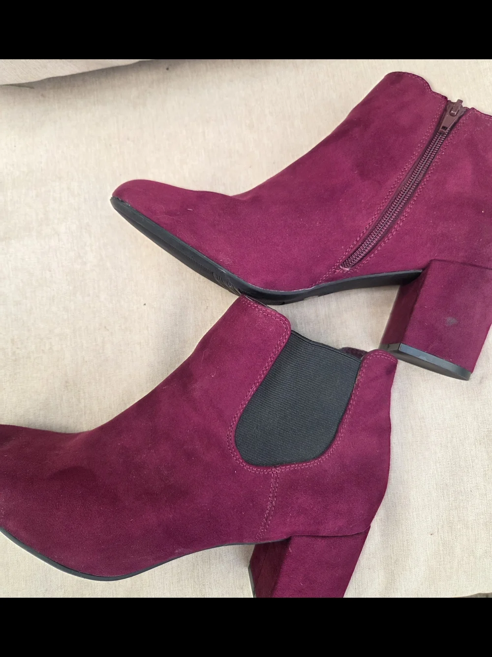 Bar III Camelia Burgundy Faux Suede Ankle Booties Women's 9.5 Block Heel